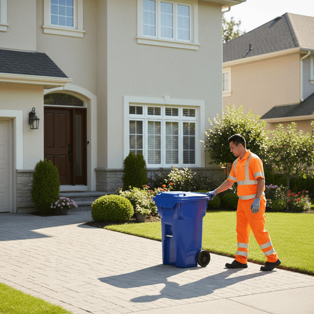 Residential waste bin ready for pickup