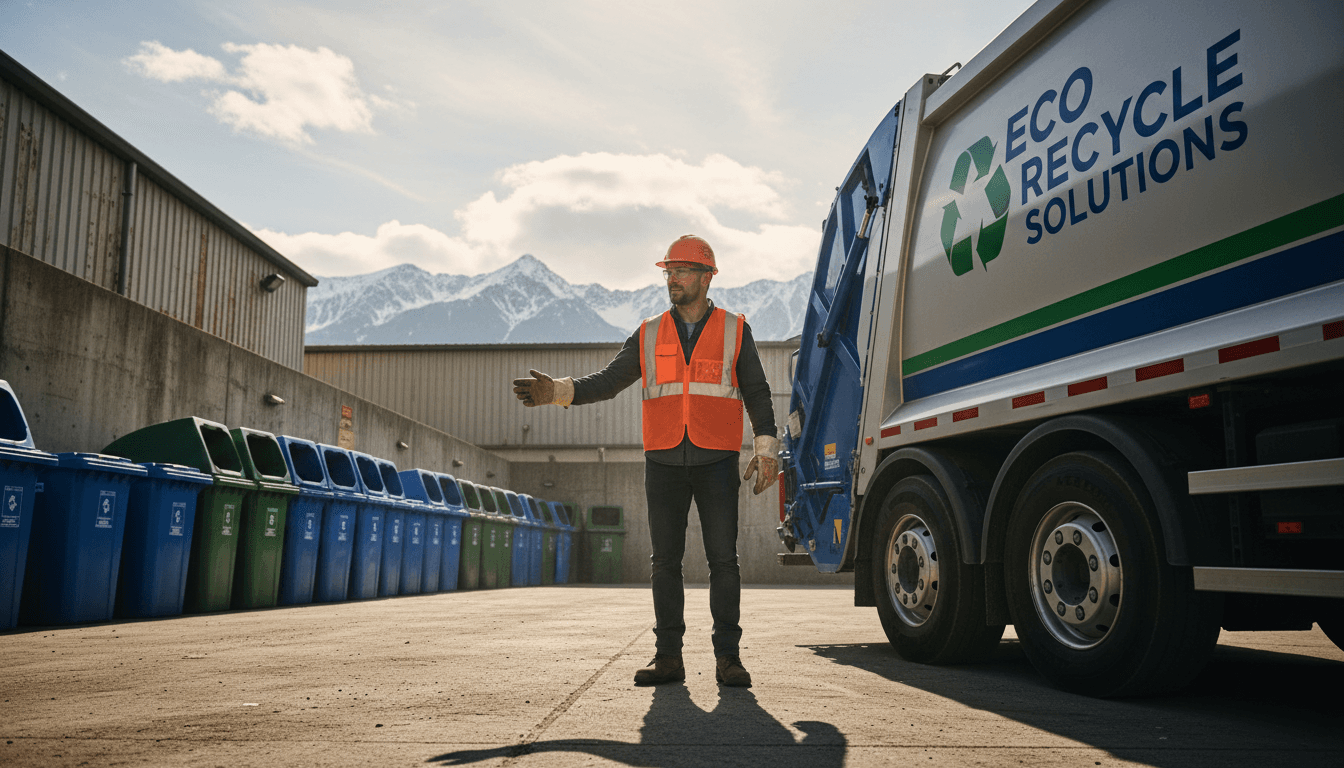 Intermountain Recycling team member at waste collection facility in Fillmore