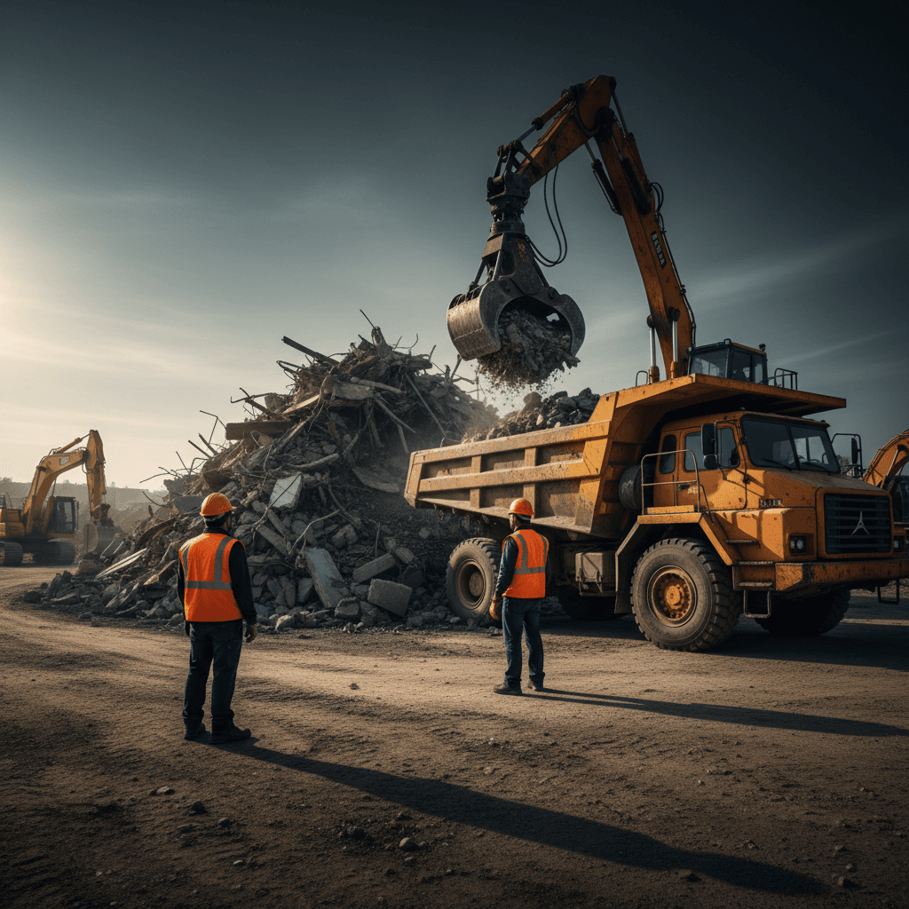 Construction site cleanup with debris removal